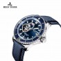 Reef Tiger/RT Mens Dive Watches Nylon Strap Blue Dial Watches Luminous Automatic Watch with Date RGA3039