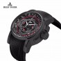 Reef Tiger/RT Outdoor Sport Quartz Watch with Chronograph Date Black Steel Rubber Strap Watches For Men RGA3063