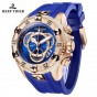 Reef Tiger/RT Top Brand Luxury Sport Watch for Men Rose Gold Blue Watch Rubber Strap Fashion Watches Reloj Hombre RGA303-2