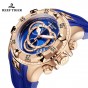 Reef Tiger/RT Top Brand Luxury Sport Watch for Men Rose Gold Blue Watch Rubber Strap Fashion Watches Reloj Hombre RGA303-2