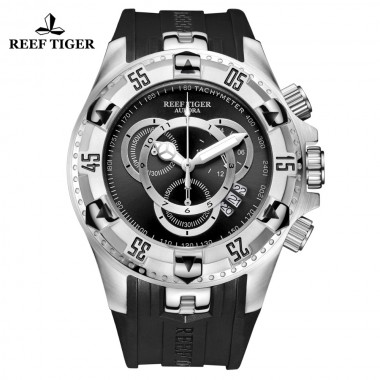 Reef Tiger/RT Mens Sport Watch Waterproof Steel Chronograph Stop Watch Rubber Strap Selling Fashion Watches RGA303-2