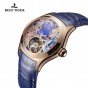 Reef Tiger Top Brand Luxury Women Watches Blue Leather Strap Analog Mechanical Watches Steel Sport Watches RGA7105
