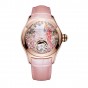 Reef Tiger Top Brand Luxury Women Watches Pink Dial Leather Strap Mechanical Watch Rose Gold Fashion Watch reloj mujer RGA7105
