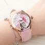 Reef Tiger Top Brand Luxury Women Watches Pink Dial Leather Strap Mechanical Watch Rose Gold Fashion Watch reloj mujer RGA7105