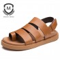 Maden 2018 Summer Mens sandals Handmade Rome Style Breathable Casual Shoes Top Quality Genuine Leather Beach Shoe