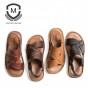 Maden 2018 Summer New Mens sandals Handmade Fashion Genuine Leather Breathable Slipper Top Quality Open-toed Casual Sandal