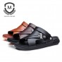 Maden 2018 Summer Ner Hot sale Mens Sandals Genuine Leather Metal buckle Casual Slipper Fashion men Black Beach Shoes