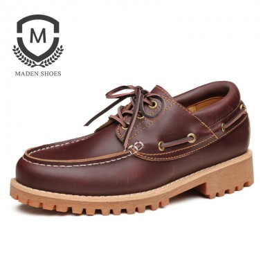 Maden Brand 2017 Autumn Mens Casual Shoes high quality leather Fashion Style Comfortable Boat shoes Handmade Retro Male Shoes