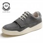 MADEN Spring New Mens Casual Shoes Height Increasing Breathable Rubber sole shoes Retro Style Lace-up Suede Black Flat shoes