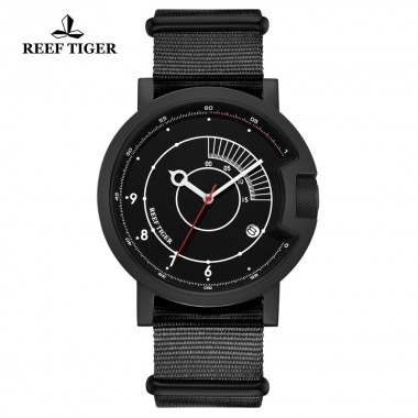 Reef Tiger/RT Top Brand Men Sport Watch Waterproof Automatic Watches All Black Fashion Military Watch reloj hombre RGA9035