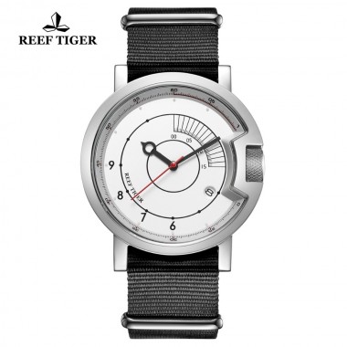 Reef Tiger/RT New Design Simple Watch Men Nylon Strap Waterproof Military Watches Luxury Brand Automatic Watches RGA9035