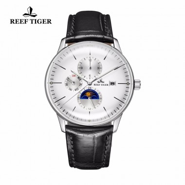 New Reef Tiger/RT Fashion Casual Watches Men Waterproof Automatic Watches Genuine Leather Strap RGA1653
