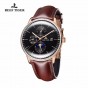 Reef Tiger/RT Luxury Rose Gold Men Watches with Date Day Luminous Automatic Watch Leather Band Moon Phase Watches RGA1653