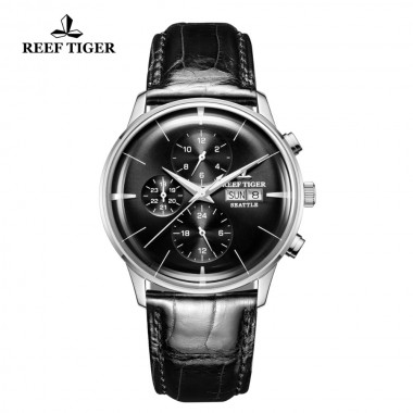 New Reef Tiger/RT Top Brand Luxury Casual Watch Men Genuine Leather Strap Multi Function Male Wristwatches Montre Homme RGA1699