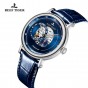 Reef Tiger/RT 2018 Fashion Casual Watch Men Blue Designer Watches Genuine Leather Strap Skeleton Automatic Watch Gift RGA1617
