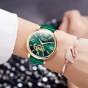 Reef Tiger/RT 2018 New Design Fashion Ladies Watch Rose Gold Green Dial Mechanical Watch Leather Band Montre Femme RGA1580