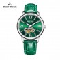 Reef Tiger/RT 2018 New Design Fashion Ladies Watch Rose Gold Green Dial Mechanical Watch Leather Band Montre Femme RGA1580