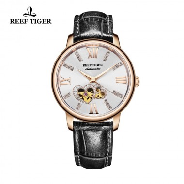 New Reef Tiger/RT Luxury Brand Ladies Watch Waterproof Leather Band Automatic Women Diamond Watches Relogio Feminino RGA1580