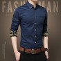 Long Sleeve Men Shirt Solid Mens Dress Shirts Cotton Brand Clothing Camisa Social Masculina Plus Size Leisure Chemise Homme 846