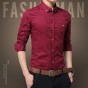 Classic-fit Business Dress Shirt Men New Brand Social Shirts New Solid Men Clothes Long Sleeve Luxury Plus Size Male Shirts 505