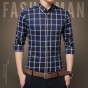 Men's luxury brand shirt Dress Shirts Luxury Slim Cotton Social Camisas Male Brand Plaid shirt camisa xadrez masculina 481