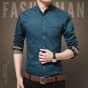 Long Sleeve Men Shirt Solid Mens Dress Shirts Cotton Brand Clothing Camisa Social Masculina Leisure Camisas Hombre Vestir 468