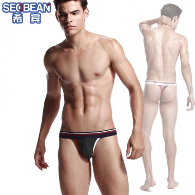 SEOBEAN Mens thong G-string T-back underwear Cotton Comfy Gray Size S M L XL