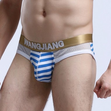 WJ mens pouch cotton underwear cute mens briefs  brand large pouch striped underwear