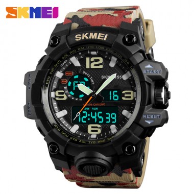 SKMEI Brand Men Dual Time Display Wristwatch Man Sport Watches Waterproof Clocks Relogio Masculino Military Digital Quartz Watch