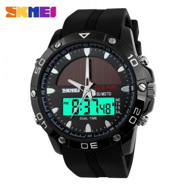 SKMEI Men's Solar Quartz Digital Watch Men Sports Watches Relojes Relogio Masculino LED Display Military Waterproof Wristwatches