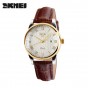 SKMEI Brand Luxury Lovers Quartz Watch Fashion Casual Watches 30m Waterproof Leather For Men Women Dress Wristwatches 9058
