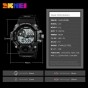 SKMEI Digital Quartz Watch 3 Time Chronograph EL Backlight 12/24 Hour Count Down 50m Waterproof Clock Man Sport Watches For Men