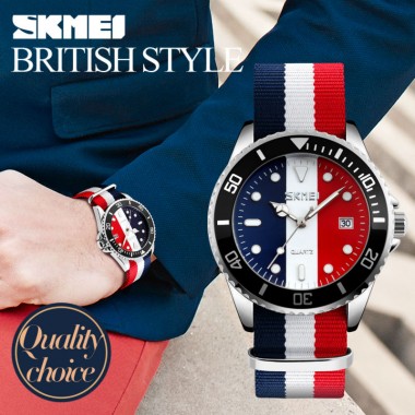 SKMEI 9133 Men Quartz Wristwatches Fashion Casual Watches Nylon Band Auto Date Relogio Masculino Clock Stylish Sport Mens Watch