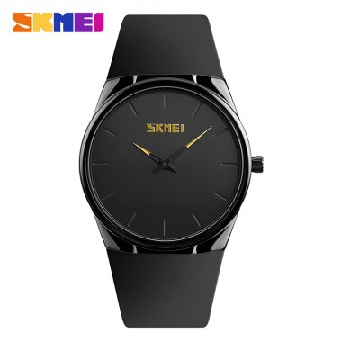 SKMEI Men Women Quartz Wristwatches Light Thin Alloy Black Plating Case Waterproof Clocks Fashion Casual Sports Watches 1601S