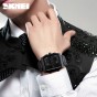 SKMEI Brand Men's Watch Multiple Time Zone Clock Men Quartz Digital Watches PU Dual Display Wristwatches Relogio Masculino 1274