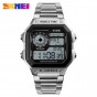 SKMEI 1382 Digital Watch Men Waterproof Pedometer Calorie Compass Multifunction Sport Clock Men's Wristwatch Silver Male Watches