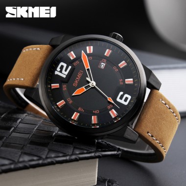 SKMEI Mens Quartz Watch Men Clock Reloj Male Fashion Casual Watches Relojes Date Leather Man Wristwatches Relogio Masculino 1221