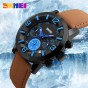 SKMEI Men Quartz Watch Waterproof Clocks Fashion Casual Leather Wristwatches High Quality Sports Watches 9147 Relogio Masculino