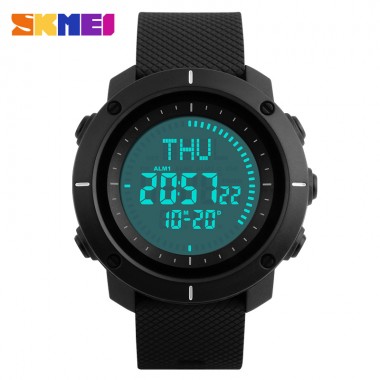 SKMEI Men Digital Wristwatch Big Dial Compass World Time Clocks 3 Alarm Waterproof Outdoor Sports Watches 1216 Relogio Masculino