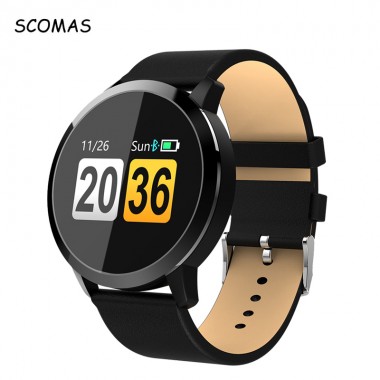 SCOMAS Q8 0.95 Inch OLED Touch Screen Blood Pressure Heart Rate Monitor Drink Reminder Smart Watchband Intelligent Fitness Watch