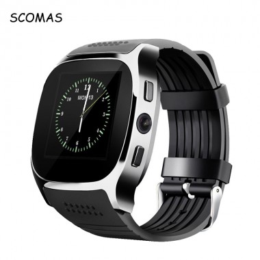 SCOMAS T8 Bluetooth Smart Watches with Camera Support SIM&TF Card Pedometer LBS Men Women Smartwatch Wrist Watch for Android IOS