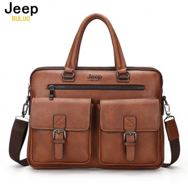 JEEP BULUO Famous Brand New Design Men's Briefcase Satchel Bags For Men Business Fashion Messenger Bag 14' Laptop Bag 8001