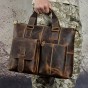 Men Original Leather Design Antique Retro Travel Business Briefcase 14