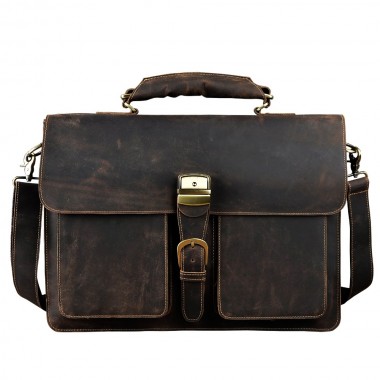 Crazy Horse Leather Designer Man Business Briefcase Male Fashion Commercial Attache Portfolio Document Laptop Messenger bag 1031