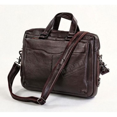 Genuine Leather  cowhide large capacity briefcase Laptop messenger bag 15 laptop