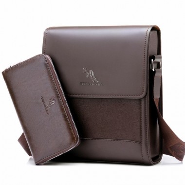 Kangaroo New Men Flap Crossbody Bags For Men Travel Bags Famous Brand Solid Men Messenger Bags Male Laptop PU Leather Handbag