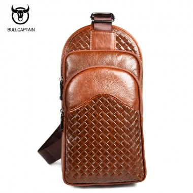 BULLCAPTAIN 2018 FASHION Capacity Leather Crossbody Bags Men Chest Bag Cowhide Shoulder Bags Male Casual Messenger Bag NCZ056
