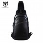 BULLCAPTAIN Fashion Genuine Leather Crossbody Bags For Men Brand Small Male Shoulder Bag Casual Music Chest Bags Messenger Bags
