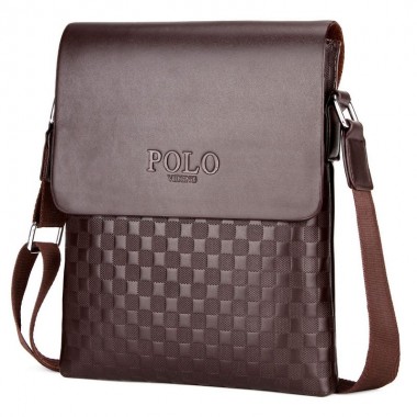 VIDENG POLO Brand New Plaid Men Messenger Bag PU Leather Crossbody Bag For Men Shoulder Bags High Quality Small Men Travel Bags
