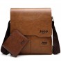 JEEP BULUO Men Messenger Bags 2 Set Famous Brand PU Leather Crossbody Shoulder Bag For Man Business Tote Bags 1505W002